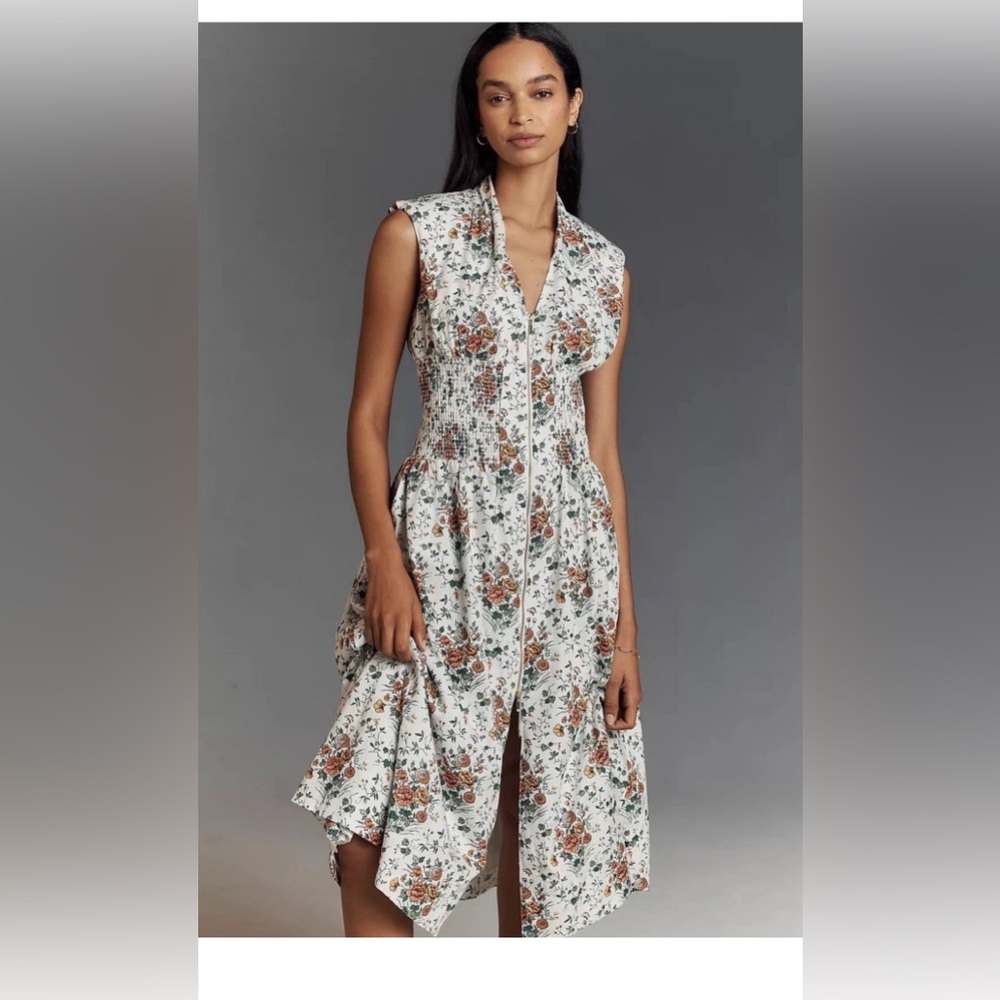 Anthropologie The Tommie Zip-Front Midi Dress